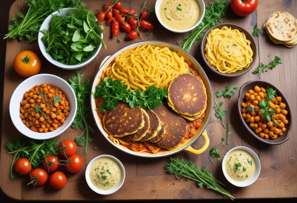 En härlig vegetarisk middag för hela familjen illustration